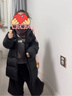 保姆鹅  【风墙】儿童羽绒服宝宝中长款护脸加厚外套保暖童装[NG2664] 炭黑 150 实拍图