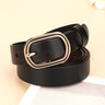 牛当家皮带女头层牛皮圆扣装饰细腰带女简约时尚百搭5316 黑色 100cm 实拍图