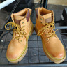 H8马丁靴男中帮英伦风真皮工装鞋高帮厚底户外登山鞋男士大黄靴子 黄棕色（猪皮）旗舰版 42 男码 实拍图