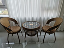 柏诗欧（BOSHIOU）阳台休闲桌椅藤椅三件套阳台桌椅三件套休闲茶几方圆茶桌 金色B加粗加厚-55圆桌两转椅 实拍图