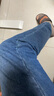 真维斯（Jeanswest）王一博代言牛仔裤男秋冬新款天丝舒适修身直筒高端潮牌休闲裤子男 深蓝【天丝厚款】 34 码(2尺7) 【建议150-160斤】 实拍图