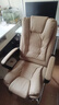 双木马 加厚可躺老板椅电脑椅家用办公椅子麻将椅会议椅靠背椅弓形座椅 皮艺-卡其 升级可躺款（带搁脚+无腰枕） 实拍图