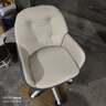 南皇餐椅电脑椅子家用舒适久坐女生卧室懒人椅宿舍学生书桌椅靠背凳子 双层款-卡其拼灰-猫抓皮-3级防爆气杆 不可调节 固定扶手 实拍图