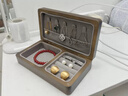 实木首饰盒便携小巧精致复古小众手镯手饰品收纳盒中国风 胡桃木色【无字款】灰色绒 实拍图