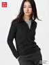 优衣库女装HEATTECH弹力摇粒绒半拉链套头衫/打底衫479693 09 黑色 XL /165/92A 实拍图