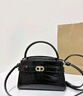 CHARLES&KEITH鳄鱼纹凯莉包手提斜挎婚包包女包生日礼物CK2-50270880-1 Black黑色 S 实拍图