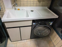 赛诺纳美太空铝洗衣机柜台盆一体小户型阳台滚筒伴侣洗衣池浴室柜组合套装 奶油风-右盆【左盆找客服】110cm 实拍图