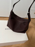 裘真【明星同款】植鞣胎牛皮腋下经典hobo包通勤真皮女包 咖啡色-大号(胎牛皮版) 小包/大包 实拍图