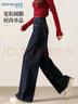 真维斯（JEANSWEST）牛仔裤女2025秋季显瘦高腰拖地直筒宽松阔腿裤潮流百搭深蓝L 实拍图