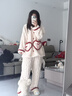 果壳（Gukoo）睡衣女秋冬款HelloKitty系列保暖舒适提花舒棉绒女士家居服套装 牛乳白 M 实拍图
