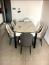奥利克丝 亮光岩板餐桌椅组合 现代简约实木餐桌可伸缩折叠圆桌吃饭桌子 亮光雪山白-黑白框架轻奢皮椅款 1.35米 一桌六椅【12MM加厚岩板】 实拍图
