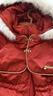 迪士尼（Disney）新秋款冬季女童中国风加厚连帽90中长款白鸭绒羽绒衣服外套 452红色    90白鸭绒 140 充绒量约129g 实拍图
