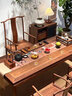 老榆木实木茶桌椅组合中式禅意家用一桌五椅茶台客厅泡茶接待桌椅 北榆木胡桃色单桌:120*70*75cm 实拍图