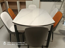 奥利克丝 亮光岩板餐桌椅组合 现代简约实木餐桌可伸缩折叠圆桌吃饭桌子 亮光雪山白-黑白框架轻奢皮椅款 1.35米 一桌六椅【12MM加厚岩板】 实拍图