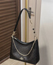 蔻驰（COACH）【品牌直供】女士手提单肩斜挎包流浪包深棕色老花配黑色CV975 实拍图