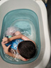 世纪宝贝（babyhood）儿童泡澡桶 婴儿洗澡盆游泳桶加大号折叠浴桶0-15岁赠浴凳 319蓝 实拍图