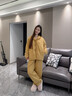 ZUMASHL睡衣女士2026新款秋冬季纯棉夹棉袄加厚保暖可外穿家居服套装冬天 S85990#（翻领）夹棉套装-麦穗金 M 【建议85-120斤穿】三层加厚 实拍图