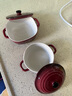 苏氏陶瓷创意双耳带盖汤盅炖罐汤煲盅陶瓷2个装（红棕小汤盅350毫升左右） 实拍图