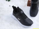 361°儿童运动鞋男童跑鞋秋冬密网轻便魔术贴女童皮革加绒保暖运动鞋 【皮革加绒】碳黑/361度白 36 实拍图