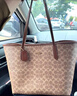 蔻驰（COACH）【品牌直供】女士CITY33经典标志大号托特包单肩包棕色拼色CV976 实拍图