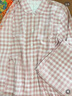 MUJI女式无侧缝法兰绒睡衣女士家居服纯棉冬季套装 粉红色格纹5A XL 实拍图