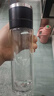 一键开盖双层玻璃杯泡茶水杯子男女办公车载便携茶水分离杯防爆 黑色400ml 实拍图