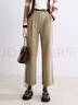 百图betu女装秋新款旷野美拉德高腰纯棉翻边直筒裤裤子女2409T80 卡其色 XS 实拍图