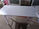 电脑桌子书桌家用办公桌简易学习写字桌长方形培训桌长条桌折叠 双层置物-暖白色白架120*60*75 实拍图