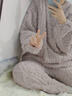 幸棉（LUCKMEEY）麻花绒美拉德家居服套装男女睡衣长毛绒保暖可外穿情侣款圆领套头 男款冰川灰 XL （女120-150斤/男140-160斤） 实拍图