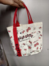 韩系卡通蝴蝶结手提包日系极简帆布包单肩上课通勤便当包 【带飘带】KT红色27*26cm 实拍图