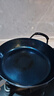章丘铁锅手工小平底辅食锅煎锅烤肉锅煎蛋锅无涂层物理不粘锅炒锅平底锅 烤蓝木把加耳 28cm 实拍图