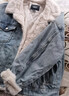 森马（Semir）牛仔外套女拼接仿兔毛翻领宽松潮流港风冬季落肩夹棉夹克复古 牛仔浅黄泥染80331 XL 实拍图