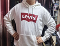 Levi's【特价来袭】李维斯情侣同款经典宽松休闲logo套头连帽卫衣 白色 19622-0018 L 实拍图