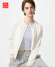 优衣库女装纽花圆领针织开衫/毛衣外套空调衫通勤秋冬新款481477 01 乳白色 S 实拍图