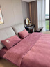 雅鹿刺绣牛奶绒四件套珊瑚绒被套床单单双人学生宿舍被罩床笠床上用品 轻羽-中国红【暖绒温眠】 1.8m 床单款 四件套-被套200*230cm 实拍图