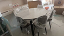 奥利克丝 亮光岩板餐桌椅组合 现代简约实木餐桌可伸缩折叠圆桌吃饭桌子 亮光雪山白-黑白框架轻奢皮椅款 1.35米 一桌六椅【12MM加厚岩板】 实拍图