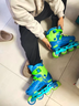 乐秀（ROADSHOW）轮滑鞋儿童溜冰鞋男女旱冰鞋滑冰鞋套装6-18岁可调RX1S直排轮 蓝绿原厂护具套装 L 大码(36-39适合8岁+) 实拍图