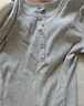优衣库女装罗纹亨利领T恤/长袖修身短款内搭打底25新款479591 02 浅灰色 L /160/88A 实拍图