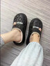 猎瑞防水棉拖鞋女士冬季包跟外穿厚底居家室内月子鞋加绒厚底保暖棉鞋 黑色36-37【建议35-36】 实拍图
