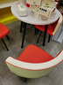 启励洽谈桌椅组合阳台休闲圆桌奶茶店小餐桌办公室商务会客接待谈判桌 80白色圆桌 橙白皮椅(一桌四椅) 实拍图