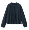 无印良品（MUJI） 女式 棉纱长袖罩衫女士衬衫衬衣内搭秋款女装春季 上衣 BC2KUA4A 深藏青色 L (165/88A) 实拍图