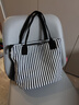 鹏境2025新款帆布手提单肩包包女时尚条纹大容量购物袋休闲通勤托特包 飘带条纹【经典黑】 实拍图