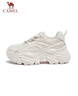 骆驼（CAMEL）老爹鞋女潮酷网布皮面拼接双系带厚底休闲鞋 L24S283079 米白 36 实拍图