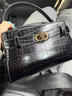 CHARLES&KEITH鳄鱼纹凯莉包手提斜挎婚包包女包生日礼物CK2-50270880-1 Black黑色 S 实拍图