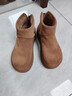 百丽（Belle）复古绒面勃肯鞋女冬季新款商场同款厚底加绒休闲短靴E6F1DDD5 棕色-薄绒 37 (235mm) 实拍图