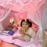 欧因儿童帐篷室内5-10岁帐篷室内女孩公主小帐篷宝宝睡觉秘密基地房小 樱花粉_布帘+棉垫+凉席(棉球灯+ 晒单实拍图