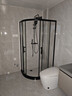 蓝顶鹤弧扇形淋浴房玻璃隔断门不锈铝银色淋浴间扇形浴室沐浴房干湿分离 黑色95*95玻璃6mm【含石基】 实拍图