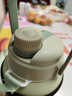 316不锈钢大肚保温杯时尚简约运动水壶大容量弹盖吸管水杯带背带 灰豆绿1100ml 实拍图