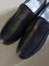 老人头男鞋夏季新款商务休闲皮鞋男镂空真皮透气皮凉鞋套脚爸爸鞋特大码 黑色 46 实拍图