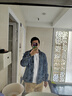 马登工装美式复古boro蓝染拼接丹宁衬衫百家布牛仔长袖衬衣男秋 牛仔蓝 M 实拍图